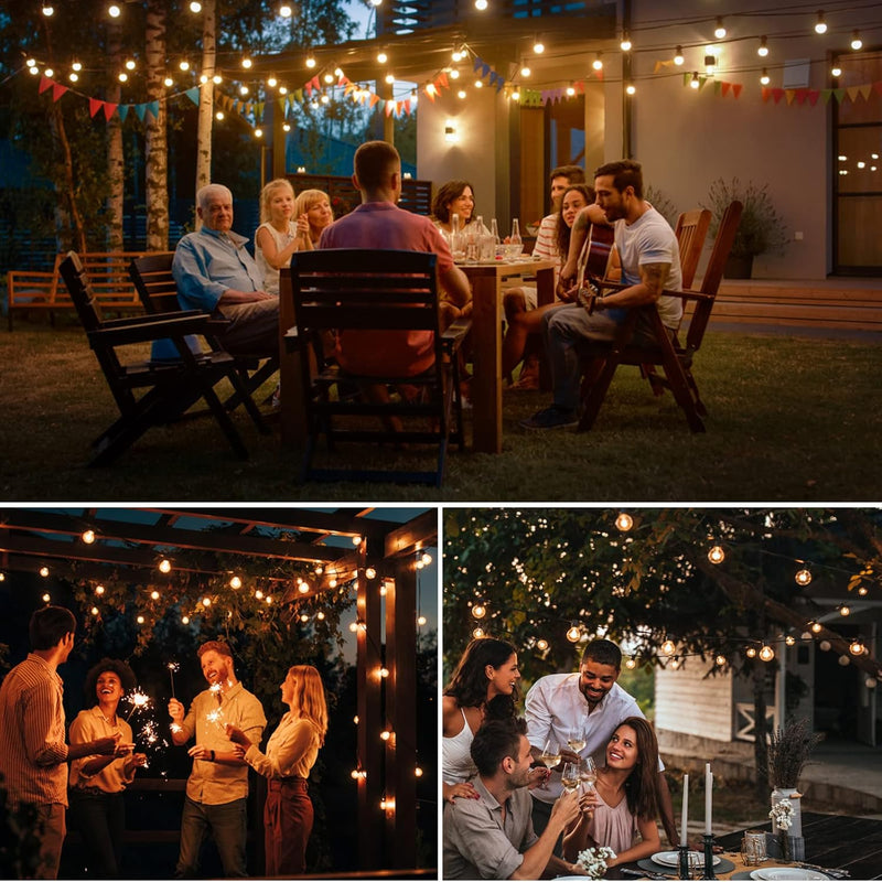 G40 LED Fairy Lights Outdoor 10m – 28 Warm White Bulbs + 2 Spare, Waterproof