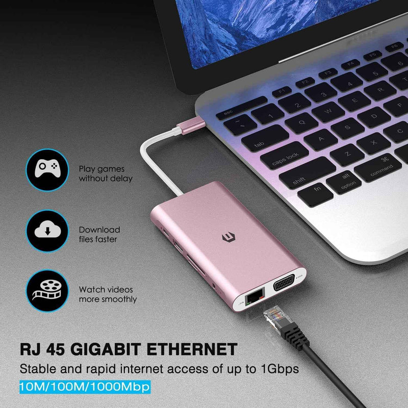11 in 1 USB Docking Station 4K HDMI 3.5 mm Audio VGA Ethernet 4 USB A USB C