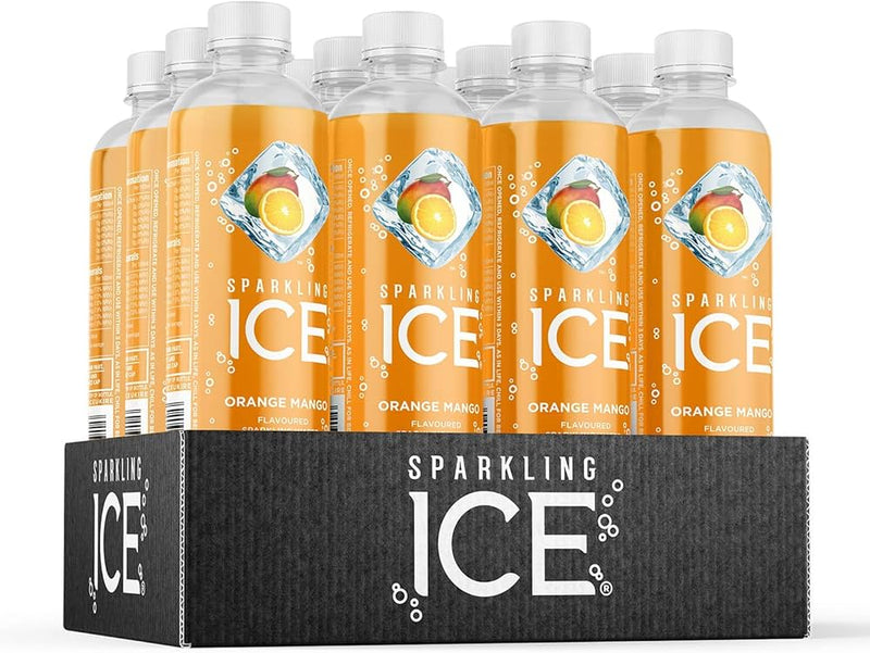 12 x Sparkling Ice Orange Mango Flavoured Sparkling Water 500Ml