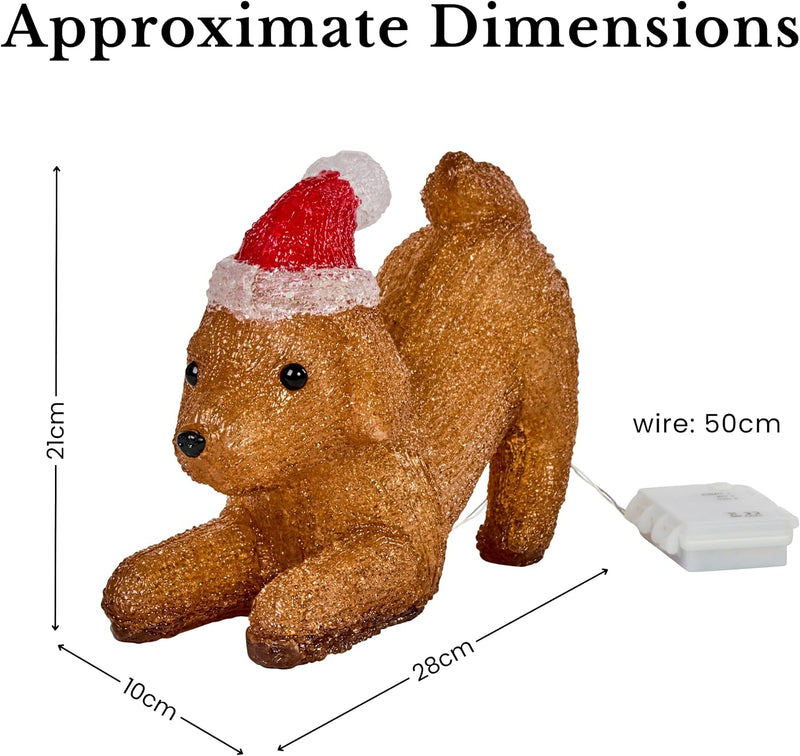 Light Up Acrylic Puppy Christmas LED Decoration