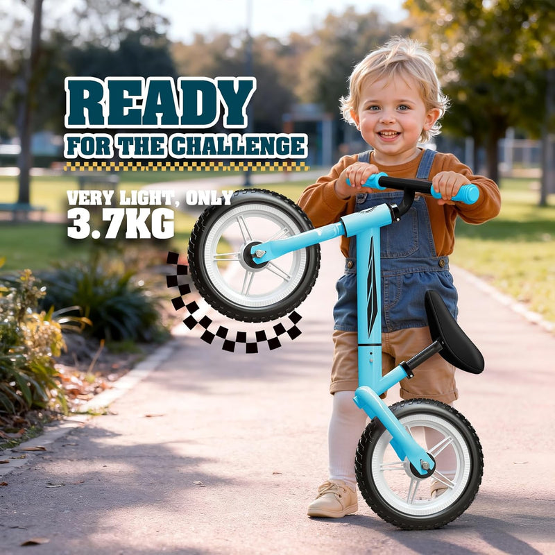 Kids Balance Bike (Ages 2-5) – Adjustable Seat & Handlebars, LED Light-Up Wheels, Supports up to 50kg | Blue