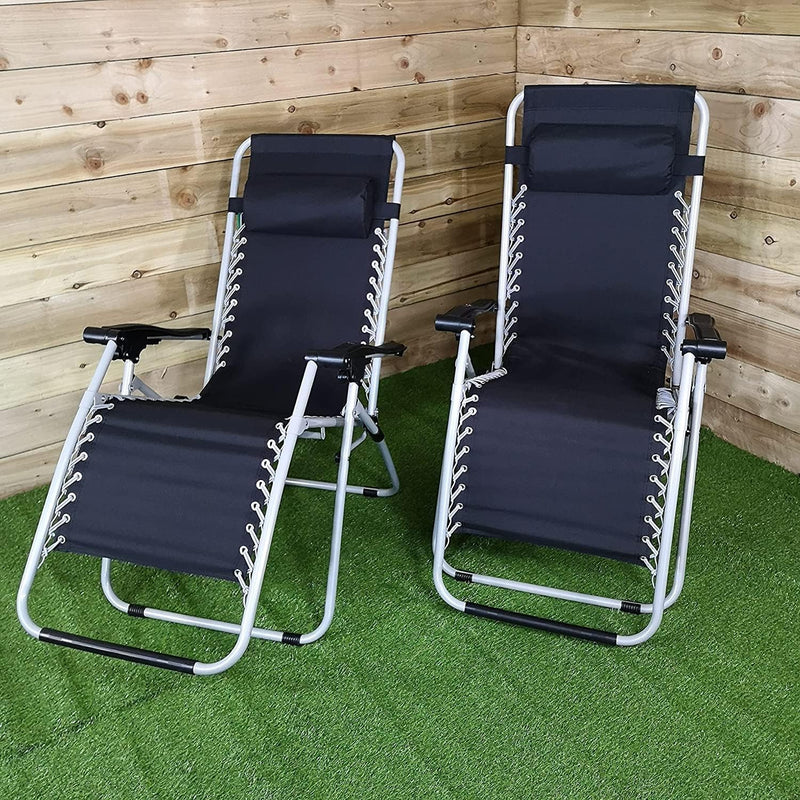 Set of 2 Garden Zero Gravity Reclining Sun Loungers