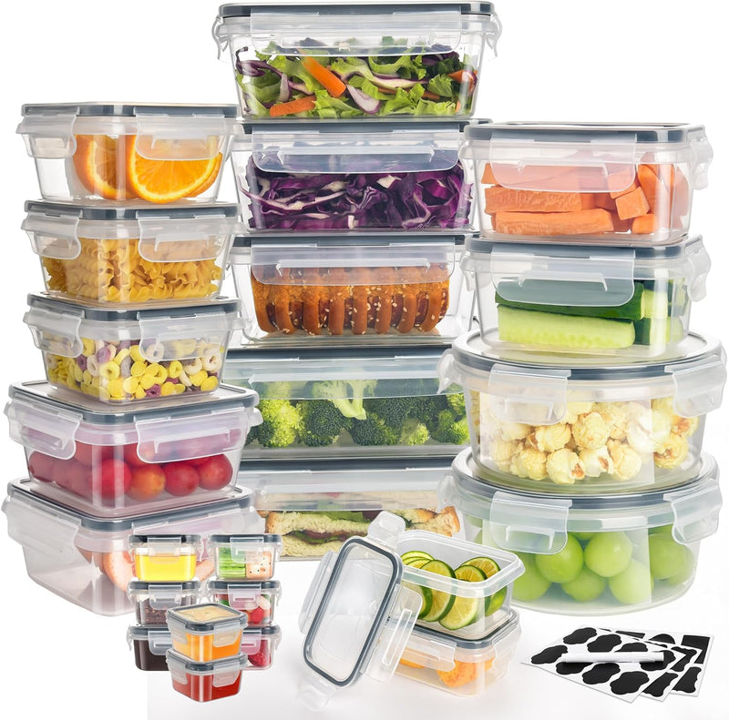 Alivio 24Pc Food Storage Containers, Meal Prep Containers with Leakproof Lid, Airtight Lunch Box, Microwave, Oven, Freezer & Dishwasher Storage Box Multiple Size (Transparent, Set of 24pc)