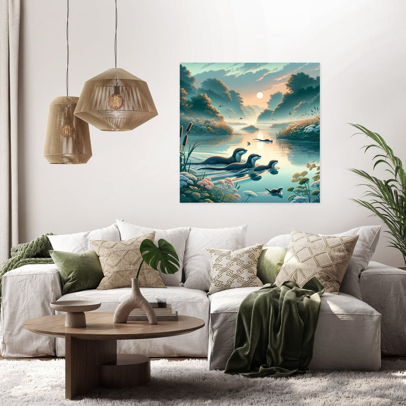 Dawn Otters Canvas