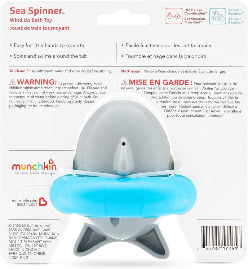 Munchkin Baby Sea Spinner Shark Wind Up Floating Bath Toy