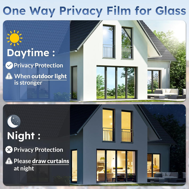 Home Window Privacy Film One Way Mirror 75x400cm Silver Heat Control Adhesive