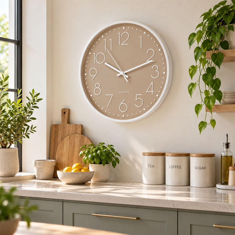 30cm Brown Indoor Kitchen Wall Clock