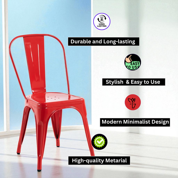 85CM RED METAL DINING CHAIR