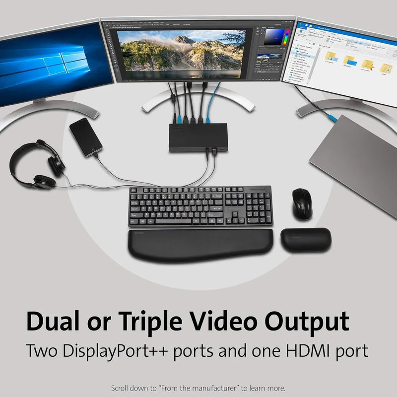 Kensington SD4800P Universal Docking Station Triple Display for Mac and Windows
