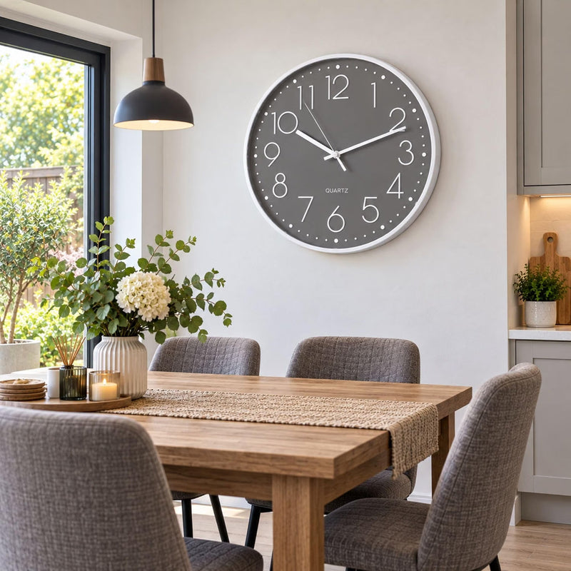 50cm Grey Quartz Kitchen Wall Clock