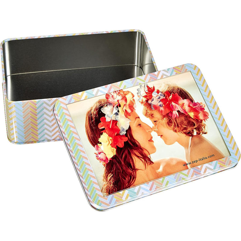 Personalised Metal Photo Storage Box with 6x4 Inch Photo Lid – Keepsake Gift Box