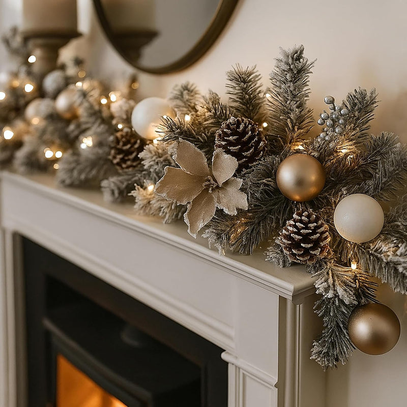6ft Silver Pre Lit Christmas Garland with 30 Lights