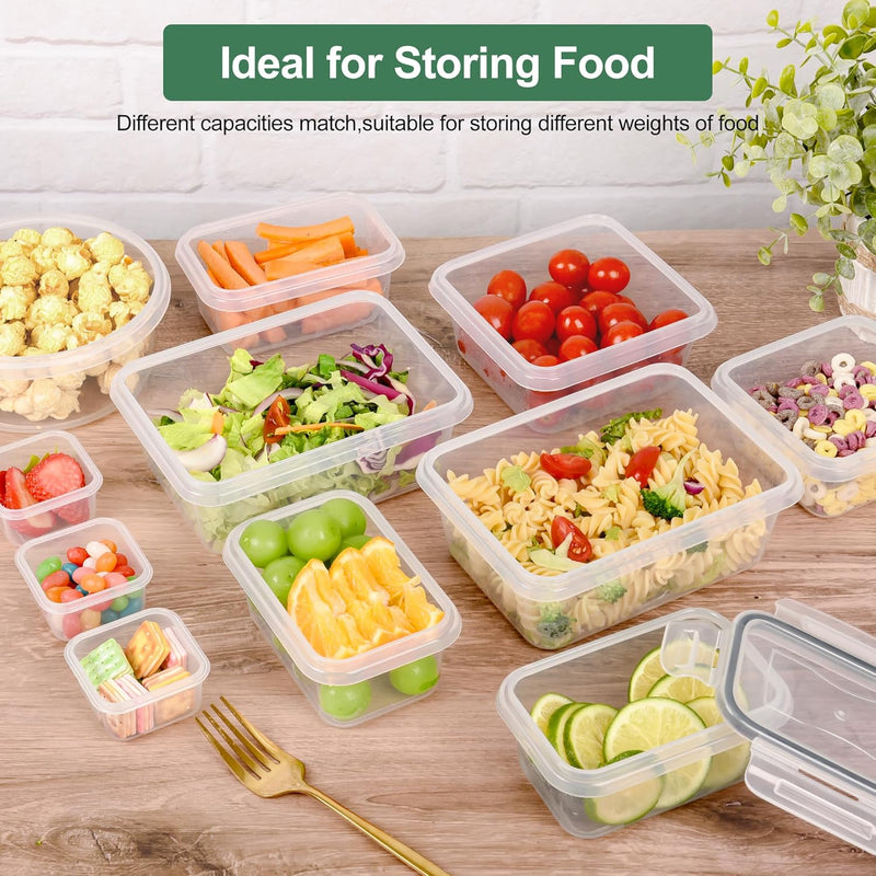Alivio 24Pc Food Storage Containers, Meal Prep Containers with Leakproof Lid, Airtight Lunch Box, Microwave, Oven, Freezer & Dishwasher Storage Box Multiple Size (Transparent, Set of 24pc)