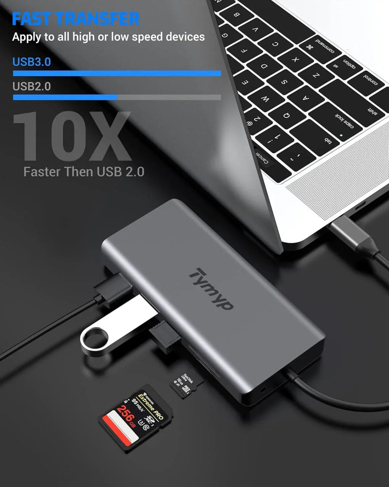 Tymyp USB C Docking Station 12 in 1 Hub Triple Display Laptop Dock With HDMI VGA