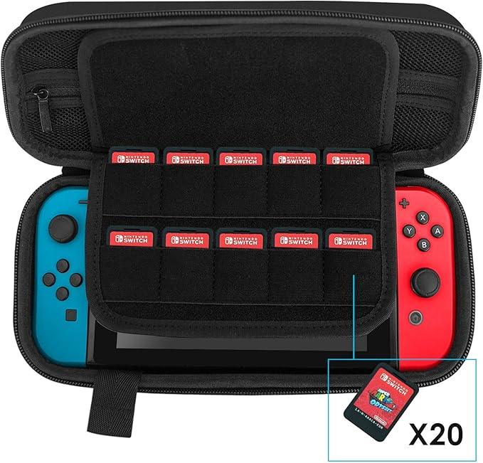 Nintendo Switch Carry Case 20 Game Cartridge Holders Plus Space for Joycons etc