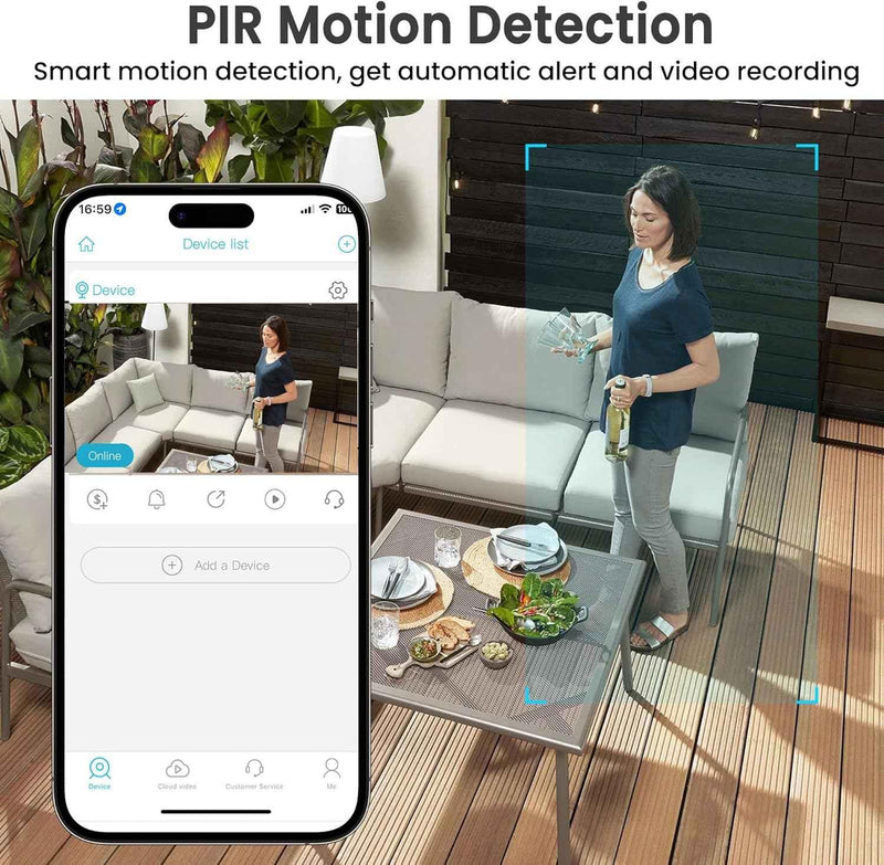 Wi-Fi Security Camera 2K FHD Cloud & SD Storage Motion Detection FREE 64GB Card