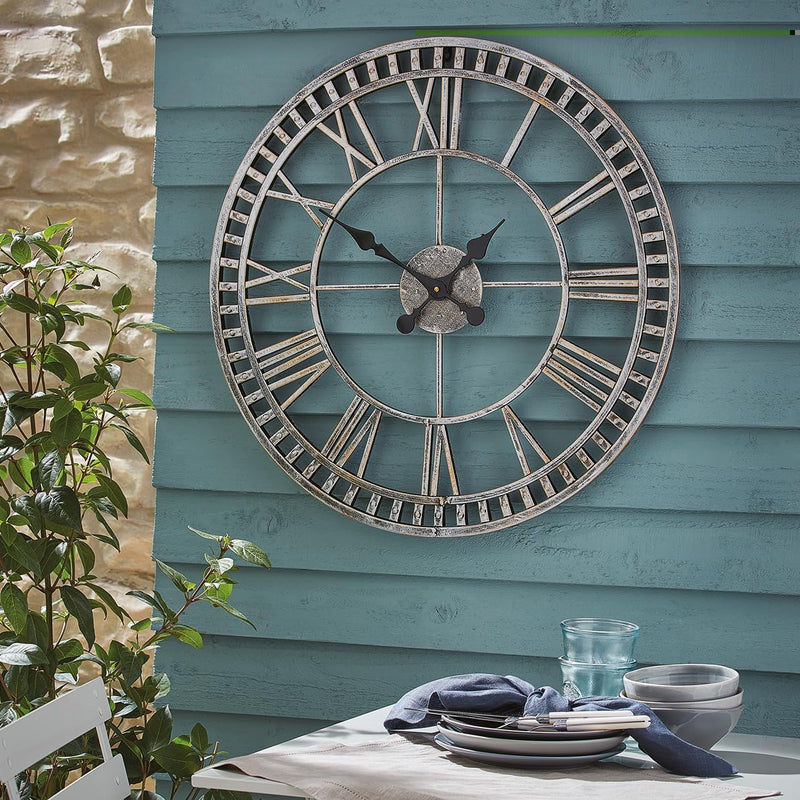 Vintage Roman Numeral Outdoor Indoor Open Face Clock