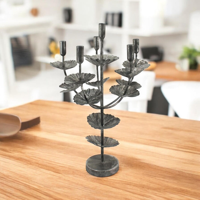 57CM SILVER METAL CANDLE HOLDER