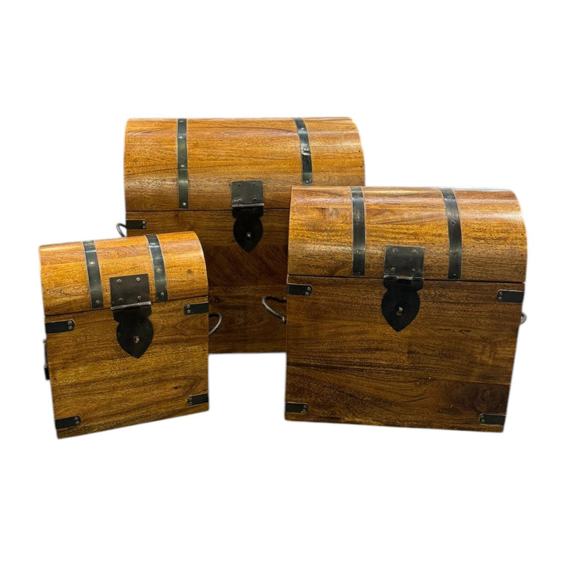 45CM SET 3 WOODEN CHESTS