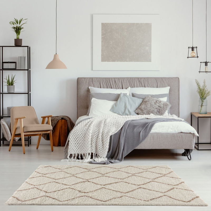 Moroccan Ivory Beige Shaggy Rug | 830