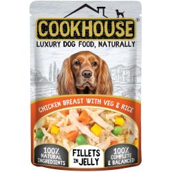 Cookhouse Dog Chicken Breast with Vegetables & Rice Fillets in Jelly, 100g x 15