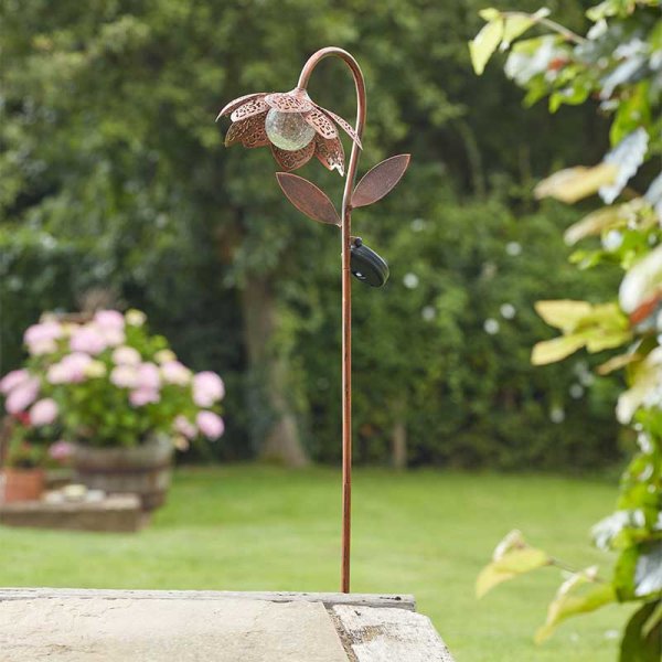Solar Bloom Stake Light Damasque Flower Warm White LED 90cm