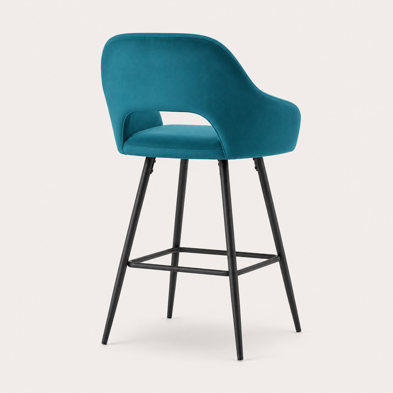 Sony Set of 2 Velvet Dark Teal Bar Stools