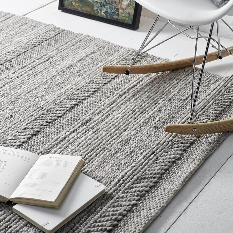 Chunky Natural/Grey Knitted Rug