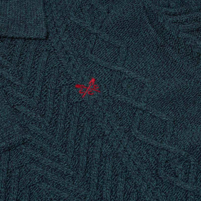 Crew Clothing Company Cable Knit Button Neck Jumper