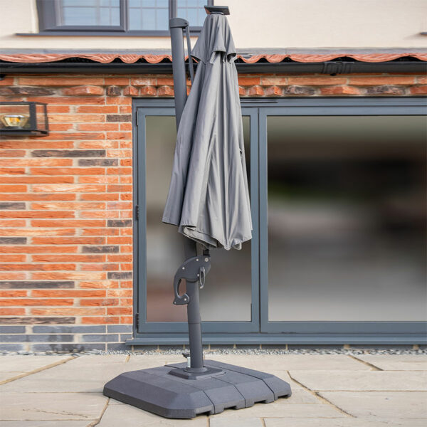 One Box Parasol 3m Round LED Cantilever with Water Filled Base