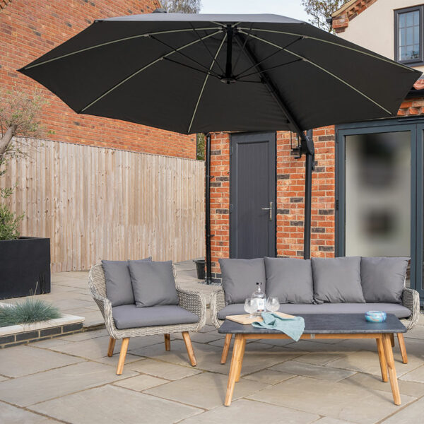 One Box Parasol 3m Round LED Cantilever with Water Filled Base