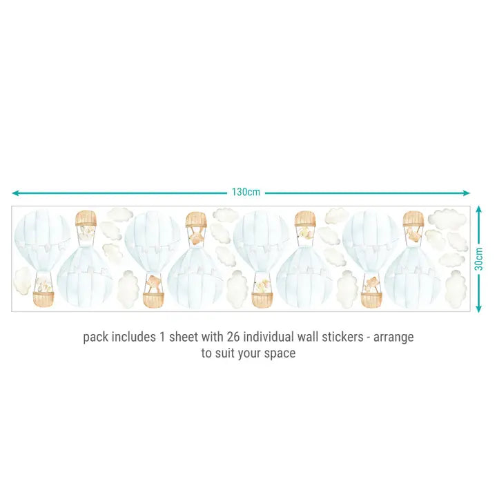 Blue Hot Air Balloons Wall Sticker Pack