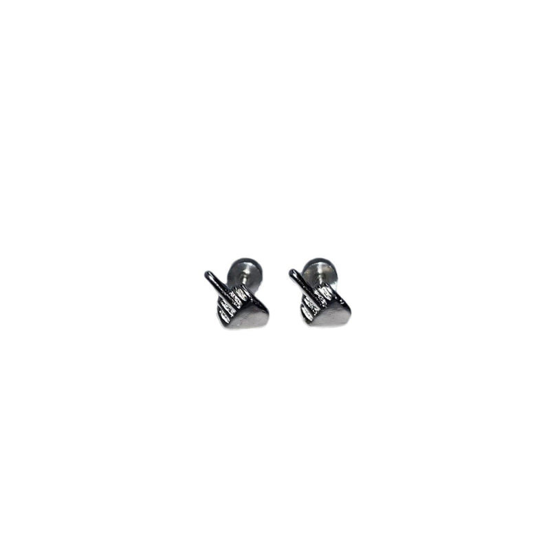 Niche Quirky Middle Finger Titanium Steel Screw Clasp Ear Cartilage Earring