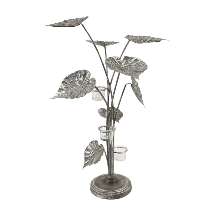 74CM SILVER METAL CANDLE HOLDER