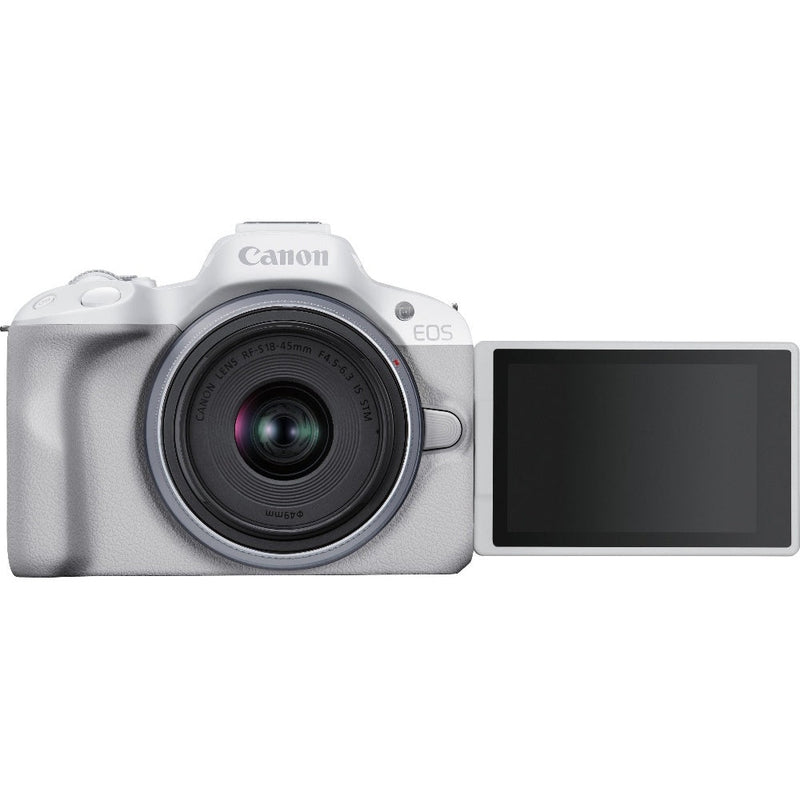 Canon EOS R50 APS-C Mirrorless Camera inc RF-S 18-45mm Lens - White
