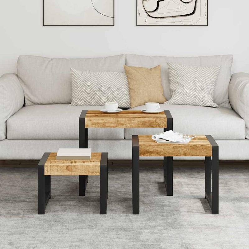 Nesting Tables 3 pcs Solid Mango Wood