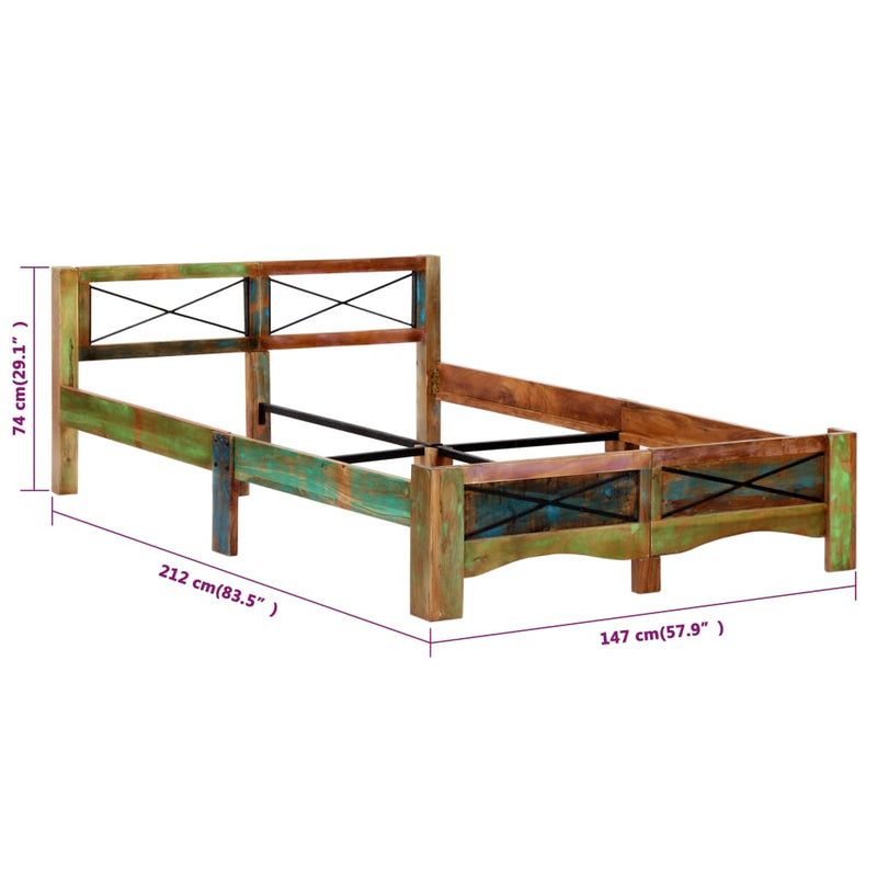 Bed Frame without Mattress Solid Reclaimed Wood 140x200 cm