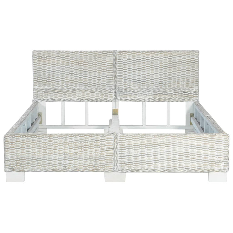Bed Frame without Mattress Grey Natural Rattan 140x200 cm