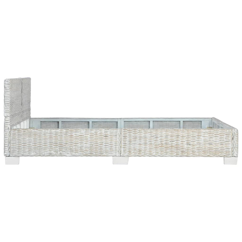 Bed Frame without Mattress Grey Natural Rattan 140x200 cm