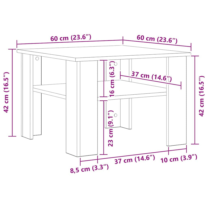 Coffee Table Black 60x60x42 cm Engineered Wood