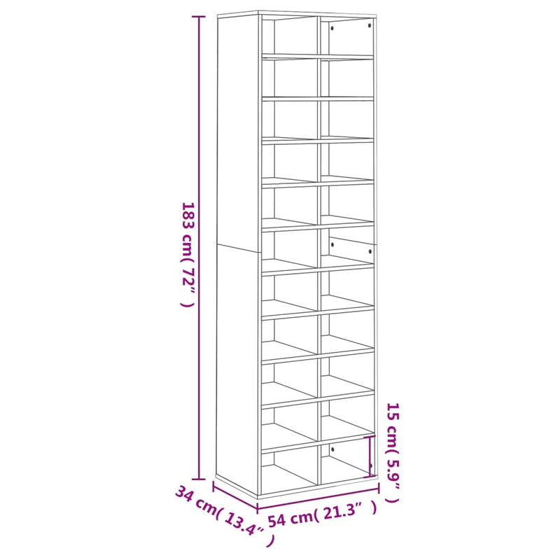 Modern Wooden Large Open Shoe Storage Cabinet Unit With 22 Compartments