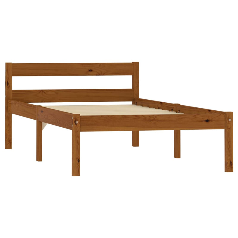 Bed Frame without Mattress Honey Brown Solid Pine Wood 90x200 cm