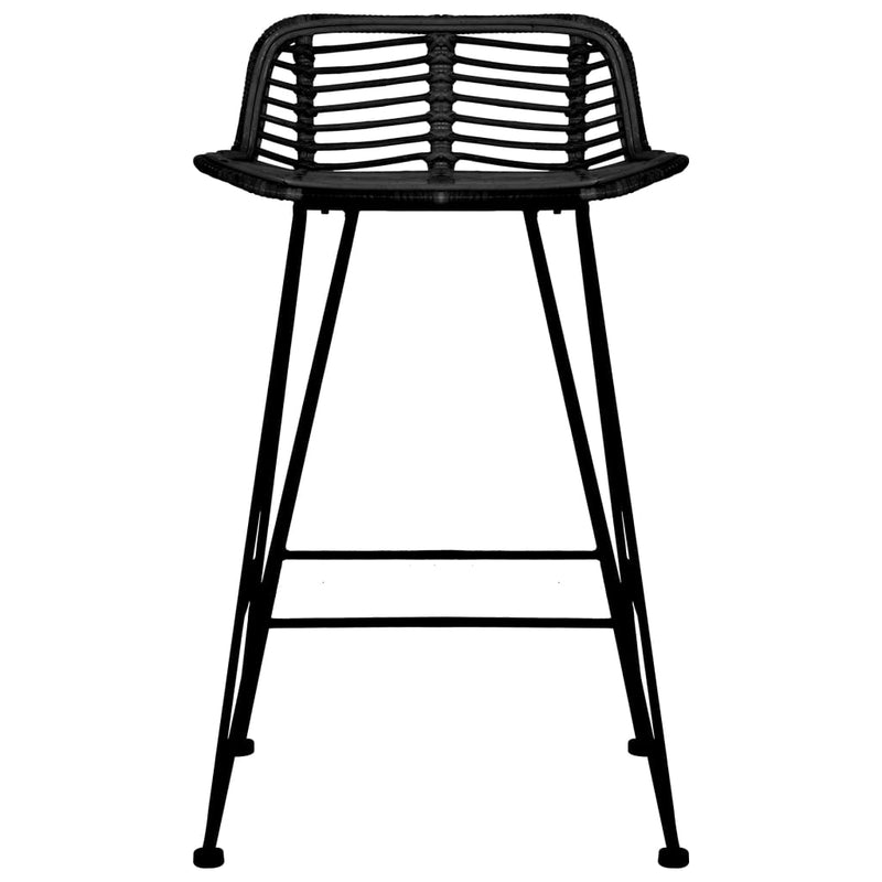 Bar Chairs 2 pcs Black Rattan