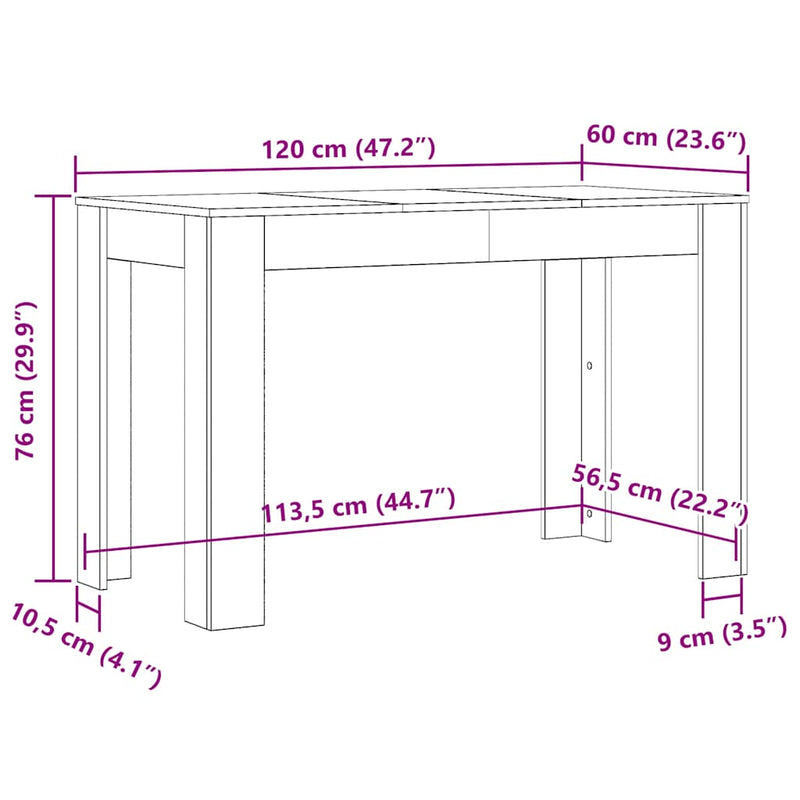 Dining Table Sonoma Oak 120x60x76 cm Engineered Wood