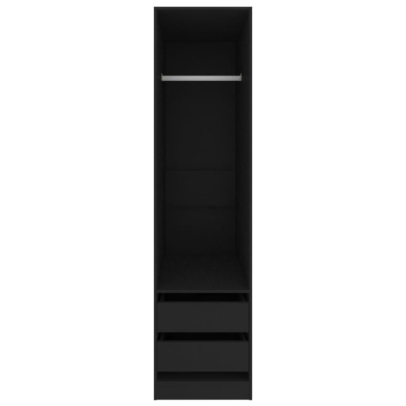 Wardrobe with Drawers Black 50x50x200 cm Engineered Wood