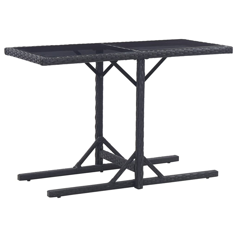Outdoor Patio Poly Rattan Rectangular Garden Dining Balcony Table With Glass Top