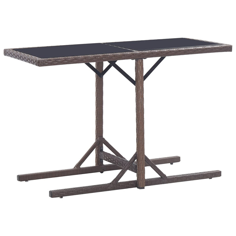 Outdoor Patio Poly Rattan Rectangular Garden Dining Balcony Table With Glass Top