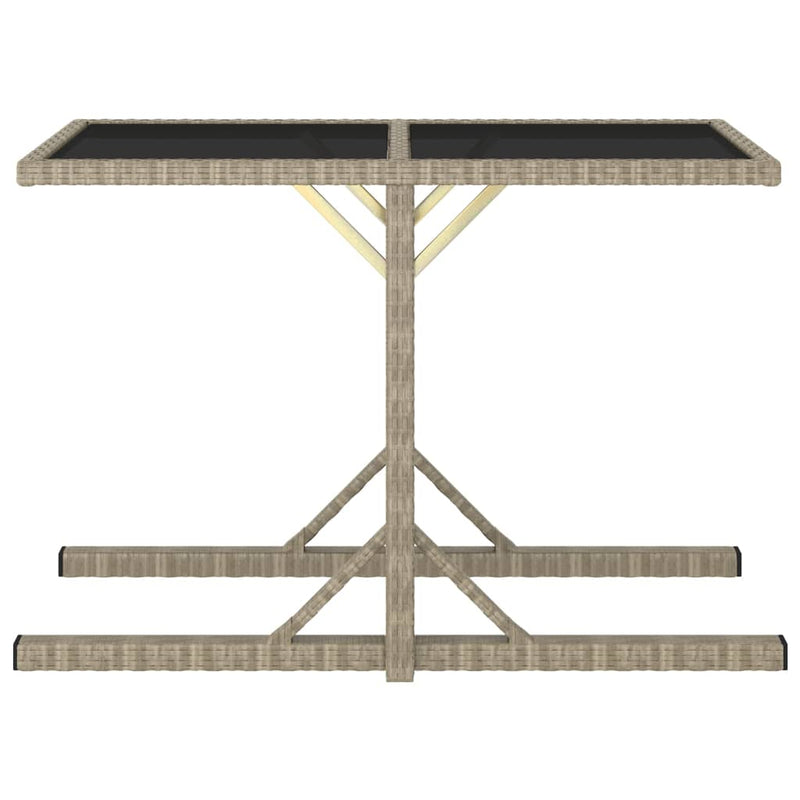 Outdoor Patio Poly Rattan Rectangular Garden Dining Balcony Table With Glass Top