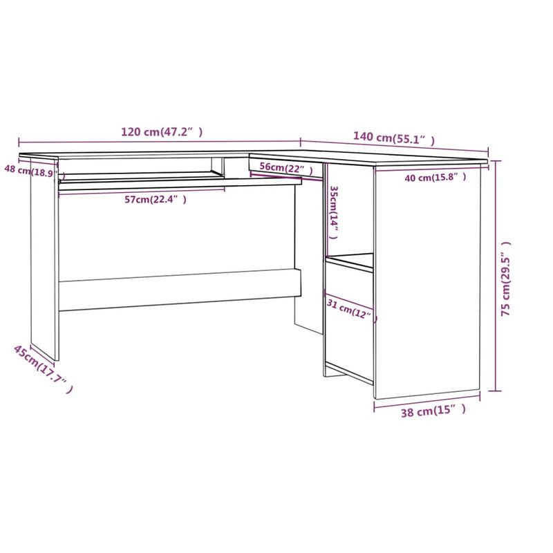 Modern Wooden Home Office L-Shape Corner Computer Desk Table With Open Storage