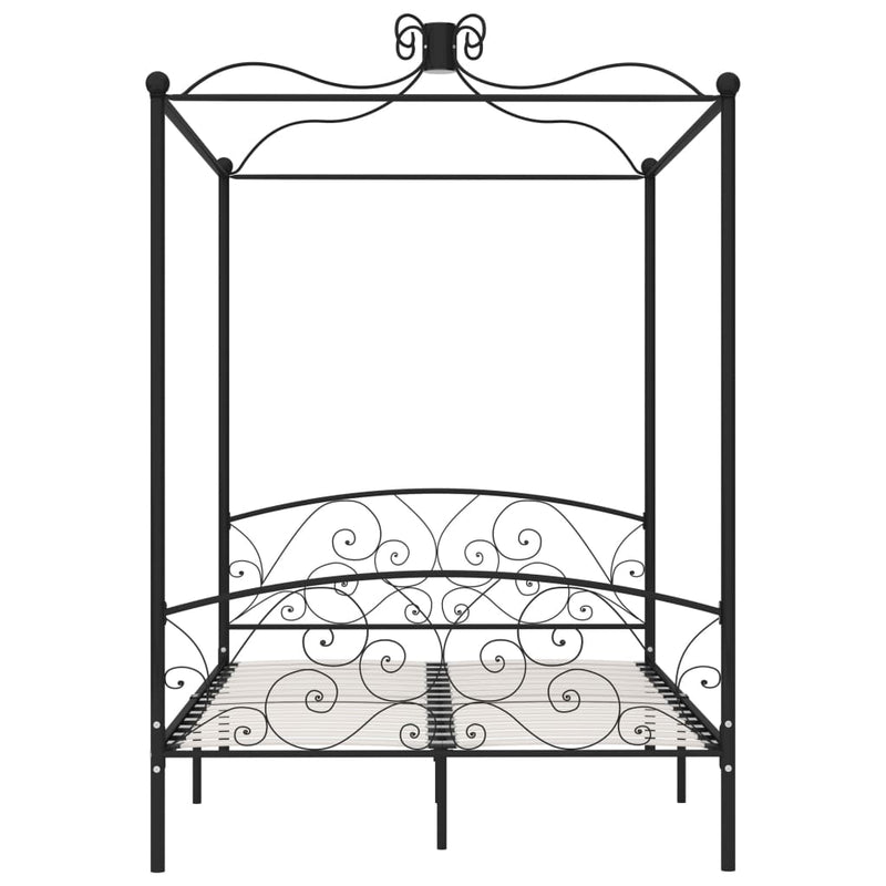284477 vidaXL Canopy Bed Frame without Mattress Black Metal 140x200 cm